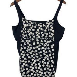 St. John’s Bay Tankini Top - Black & White Polka Dots, Molded Cups, Size 16